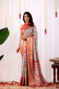 Premium Lichi Silk Saree with Elegant Patola Prints and Zari Border - Festive Wear for Women
