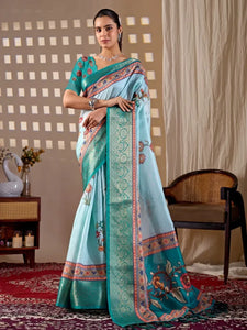 Premium Lichi Silk Saree with Floral Print - Elegant Festive Wear for Women