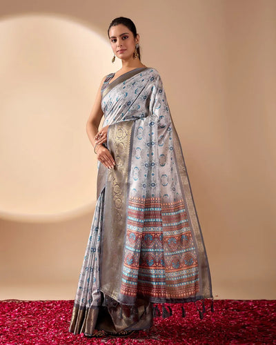 Premium Lichi Silk Saree with Zari Border for Festive Prep