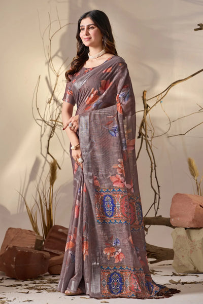 Premium Linen Cotton Saree - Elegant Festive Wear for Women