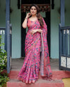 Premium Linen Cotton Saree - Elegant Floral Printed Festive Wear for Women