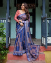 Premium Linen Cotton Saree - Elegant Geometric Woven Festive Wear for Women