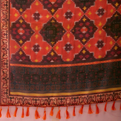 Premium Linen Cotton Saree - Elegant Patola Border Festive Wear for Women
