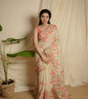 Premium Linen Cotton Saree - Floral Print for Festive Wear