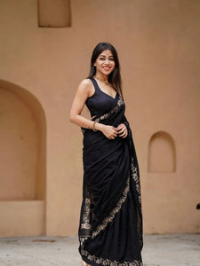 Premium Linen Cotton Saree - Lightweight Digital Print Festive Wear for Women