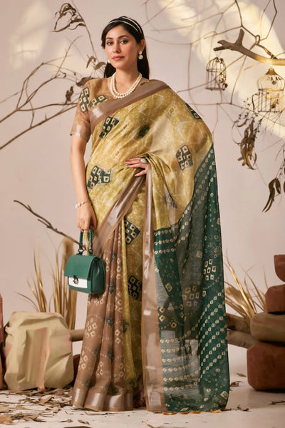 Premium Linen Cotton Saree with Patola Print for Women