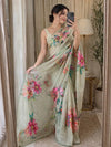 Premium Linen Silk Saree with Khatli Work - Elegant Festive Wear Saree for Women