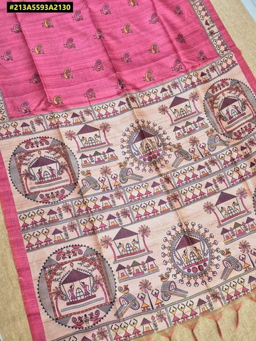 Premium Madhubani Tussar Silk Saree - Elegant Prints for Women