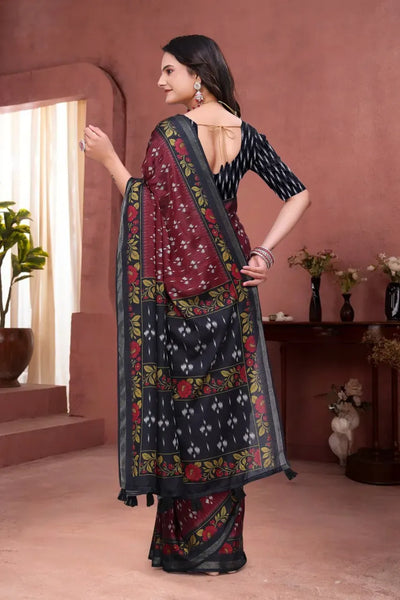 Premium Mal Cotton Saree - Designer Festive Wear with Blouse for Women