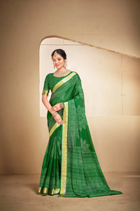 Premium Mal Cotton Saree - Lightweight Chatai Border Festive Wear for Women
