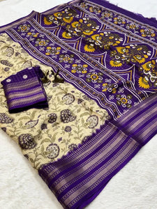 Premium Massmello Weaving Zari Saree - Heavy Jacquard Floral Design for Festive Wear