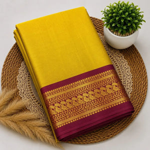 Premium Mercerised Cotton Silk Saree with Contrast Pallu - Traditional Festive Wear for Women