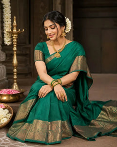 Premium Mercerised Silk Saree - Washable Festive Wear with Contrast Blouse