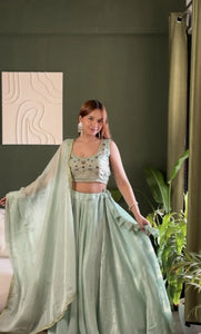 Premium Mint Green Lehenga with Heavy Embroidery - Festive Wear for Women