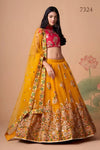 Premium Mirror Work Lehenga Choli - Festive Marigold Net Designer Set