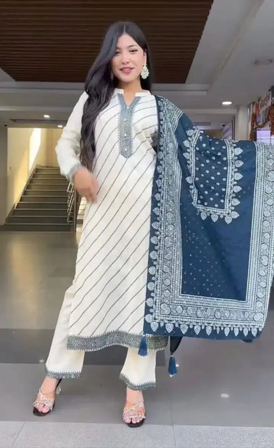 Premium Morgan Silk Digital Print Kurti Set - Festive Wear for Women