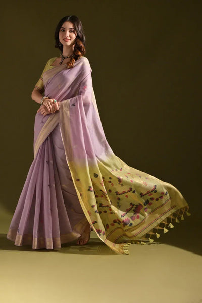 Premium Muga Cotton Saree - Classic Pichwai Pallu for Festive Occasions
