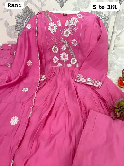 Premium Mul Chanderi Anarkali Suit Set - Traditional Festive Wear for Women
