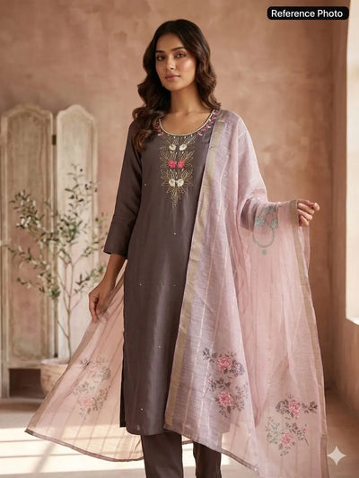Premium Mul Chanderi Suit Set - Handcrafted Festive Wear for Women