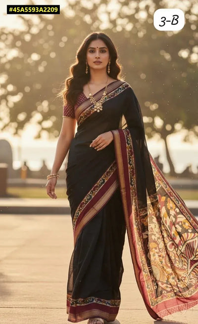 Premium Mushru Mangalagiri Silk Saree - Elegant Pochampally Borders for Women