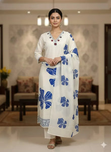 Premium Muslin Silk Kurti Set - Elegant Floral Print for Festive & Party Wear