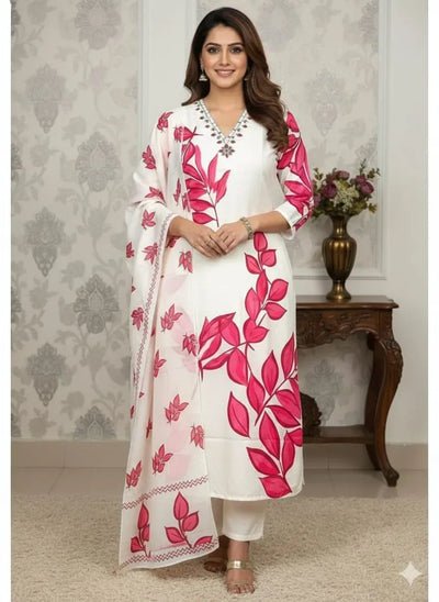 Premium Muslin Silk Kurti Set - Elegant Floral Print for Festive & Party Wear