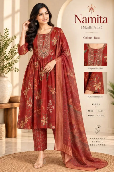 Premium Muslin Suit Set - Trending Festive Wear Kurti for Women