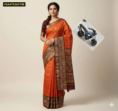 Premium Mysore Silk Saree - Elegant Chex Weaving for Women