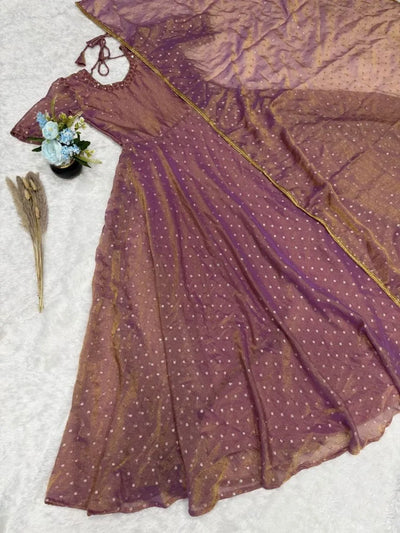 Premium NC Moss Butti Gown with Designer Handwork - Festive Wear for Women