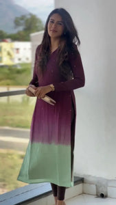 Premium Ombre Silqura Kurti - Full Sleeve with Sequin Work for Women
