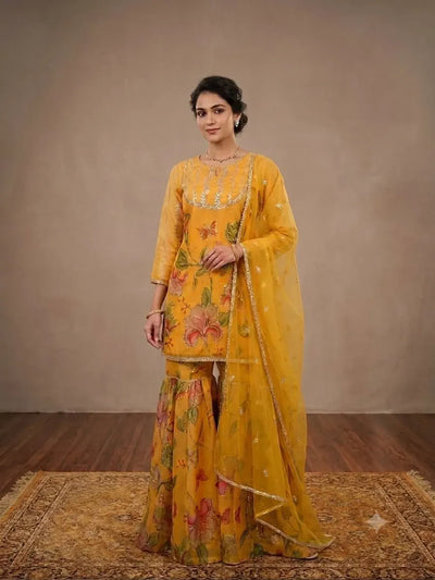 Premium Organza Sharara Suit - Festive Sequin Set for Women