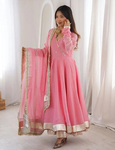 Premium Organza Silk Lehenga - Festive Mirror Work Set