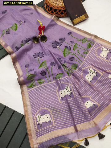 Premium Pichwai Muga Cotton Saree - Elegant Zari Weaving for Women