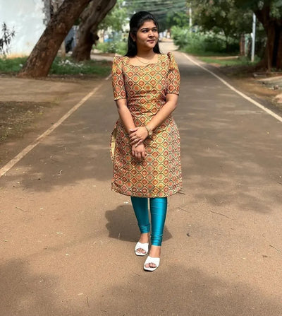 Premium Printed Cotton Gown - Breathable Festive Wear for Women