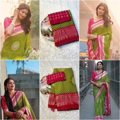 Premium Printed Georgette Saree with Elegant Foil Work for Festive Wear