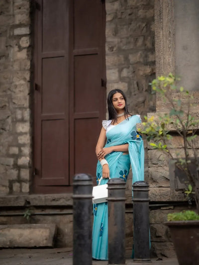 Premium Printed Linen Saree - Elegant Festive Wear for Women