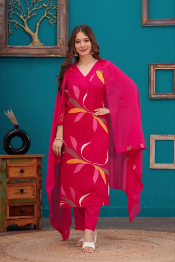 Premium Printed Rayon Kurta Set - Ready-to-Wear Festive Collection for Women