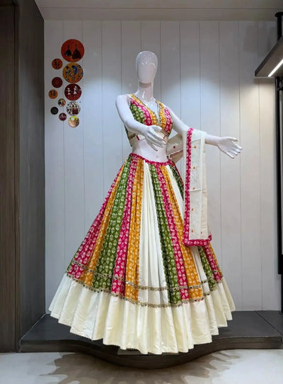 Premium Pure Camric Cotton Lehenga Choli - Heavy 8-Meter Flare Festive Wear for Navratri