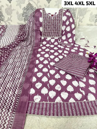 Premium Pure Cotton Anarkali Kurti Set - Comfortable Plus Size Festive Wear for Women