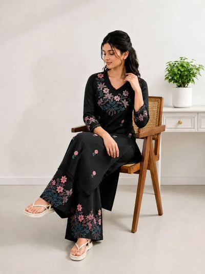 Premium Pure Cotton Kurti Set - Embroidered Festive Wear for Women