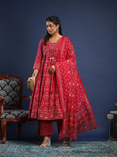 Premium Pure Cotton Suit Set - Hand Block Printed Festive Wear with Dupatta