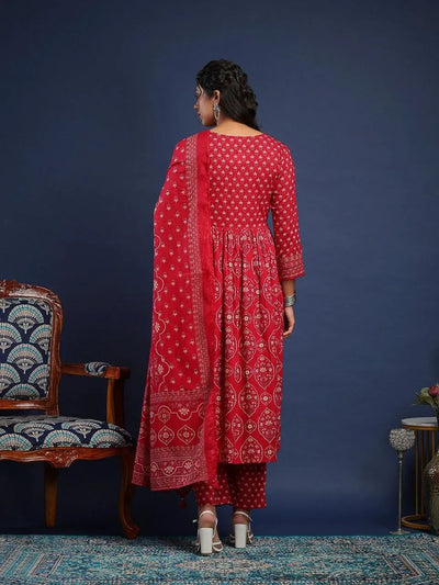 Premium Pure Cotton Suit Set - Hand Block Printed Festive Wear with Dupatta