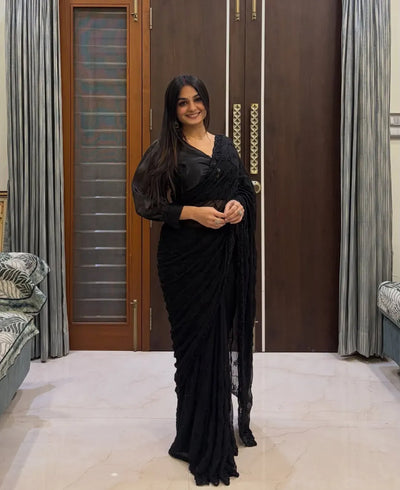 Premium Pure Fox Georgette Saree with Exquisite Bead Work - Festive Wear for Women