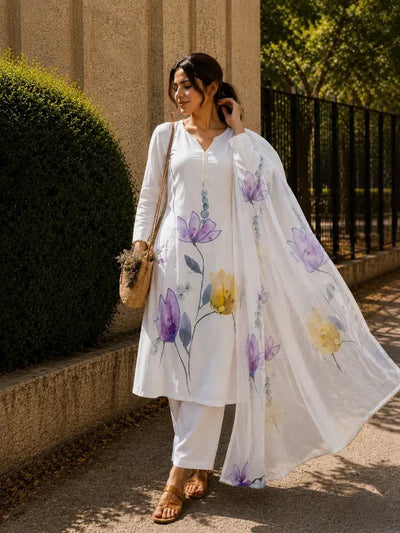 Premium Pure Mulmul Linen Suit Set - Festive Wear India