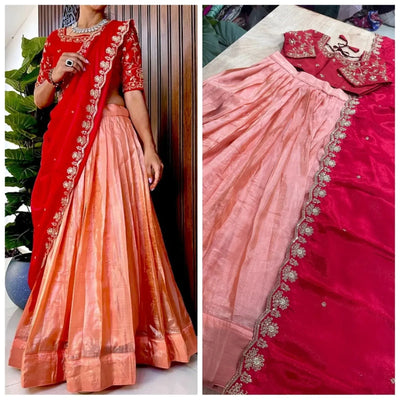 Premium Pure Silk Lehenga Choli Set - Heavy Zari Embroidery Festive Wear for Women