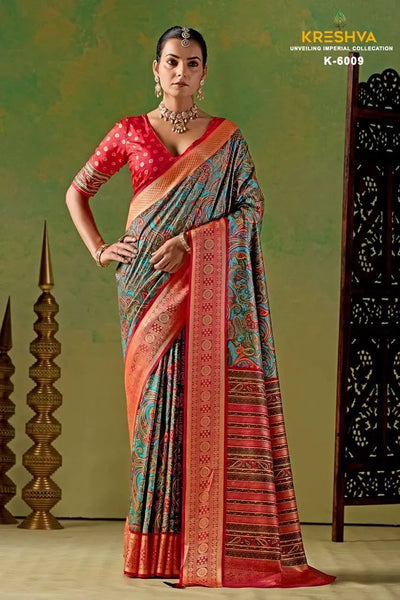 Premium PV Silk Saree with Viscose Weaving Border - Elegant Festive Wear for Women