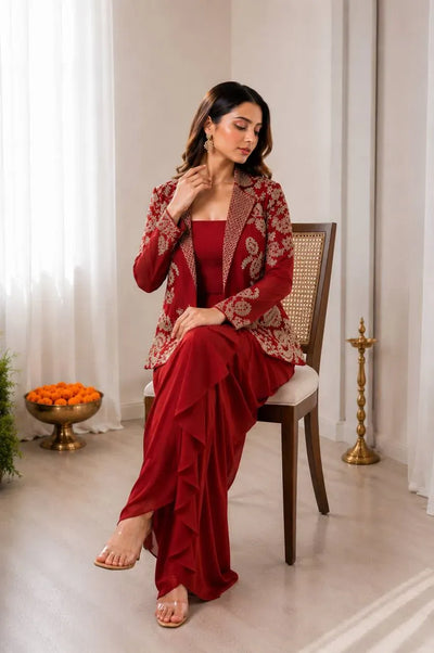 Premium Rangoli Silk Lehenga - Ready to Wear Fusion Set for Festive Prep