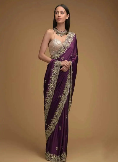 Premium Rangoli Silk Saree - Heavy Embroidery Festive Wear for Women