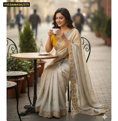 Premium Rangoli Silk Saree - Heavy Embroidery for Festive Wear