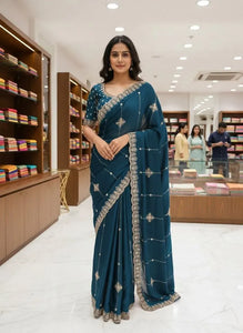 Premium Rangoli Silk Saree with All-Over Sequence Work for Women's Festive Wear